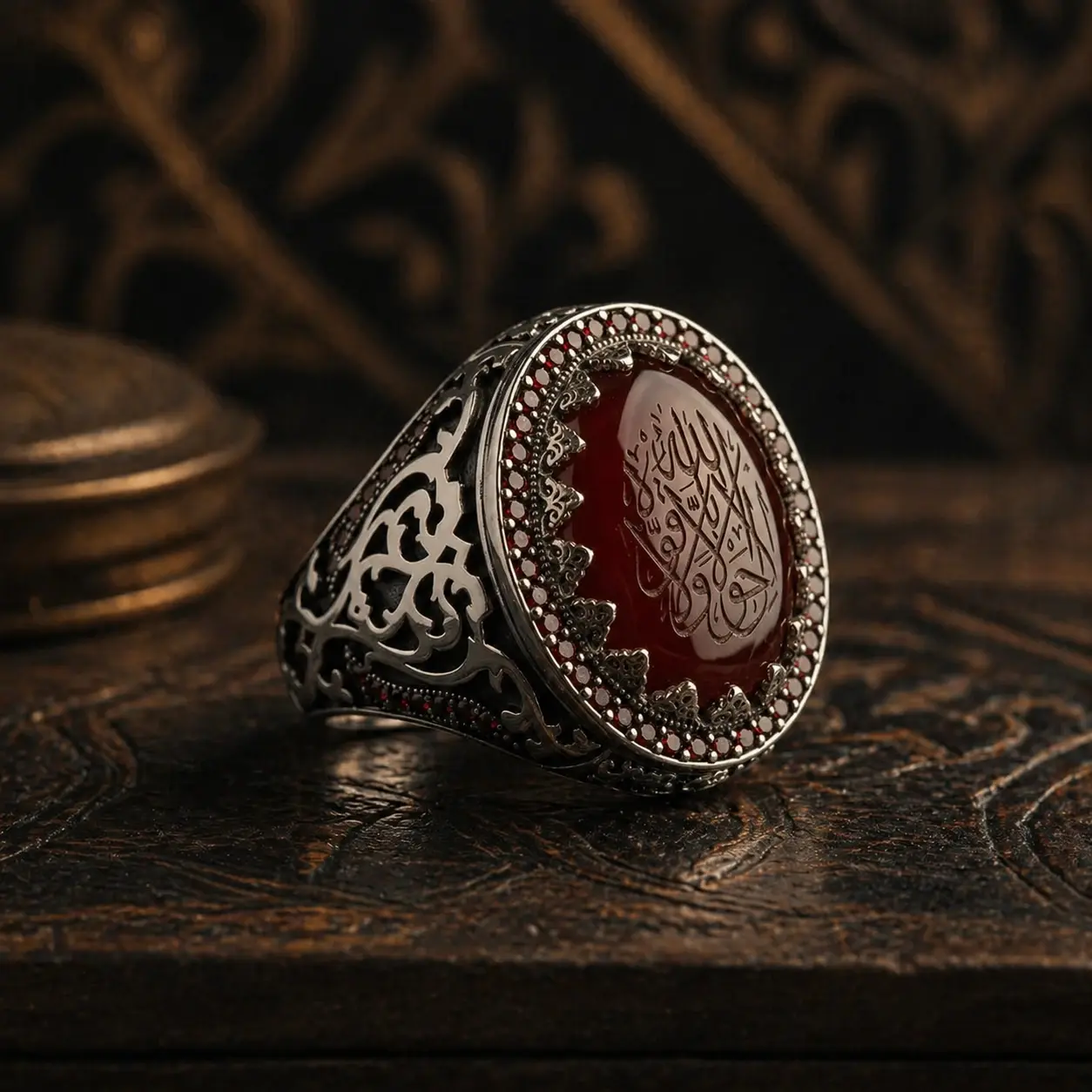 Anillo de Plata para Hombre con Ágata Roja | Diseño Vintage | Otto Silver