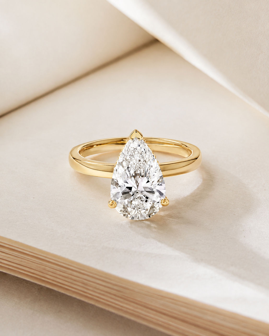 Unity Pear Lab Diamond Engagement Ring in gold