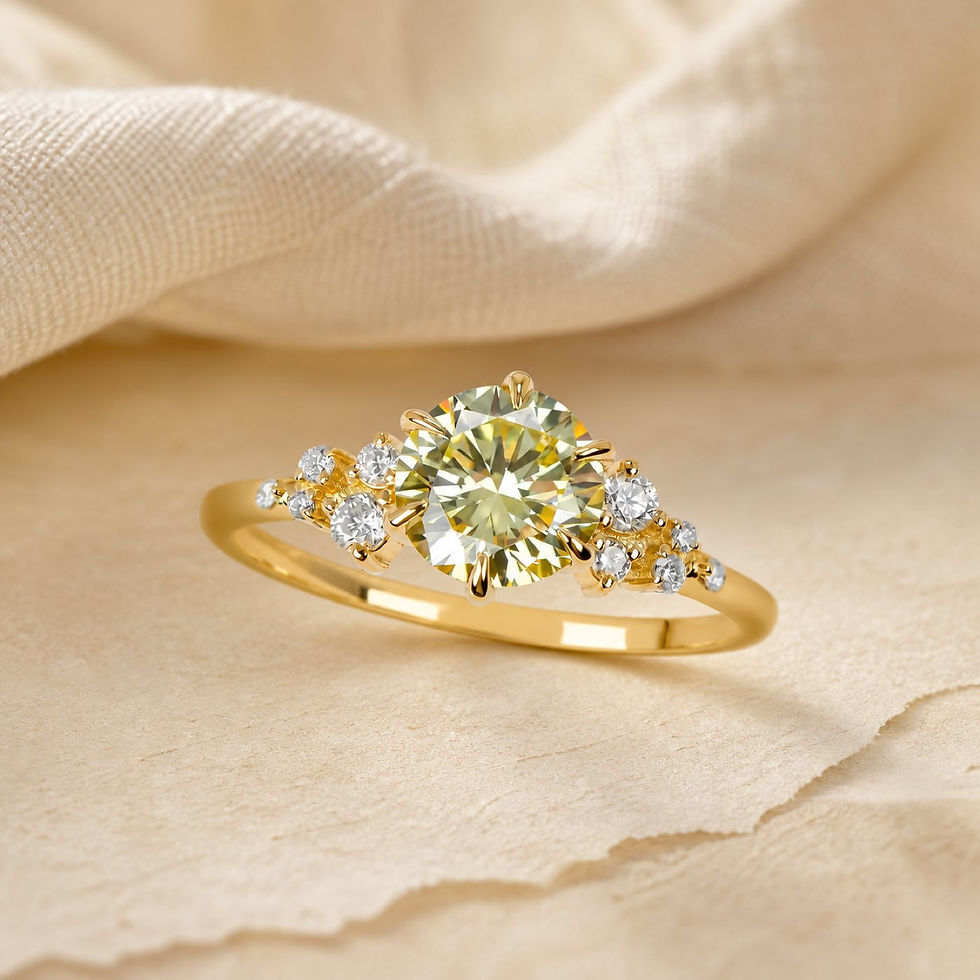 Soleil Fancy Yellow Diamond Ring on fabric