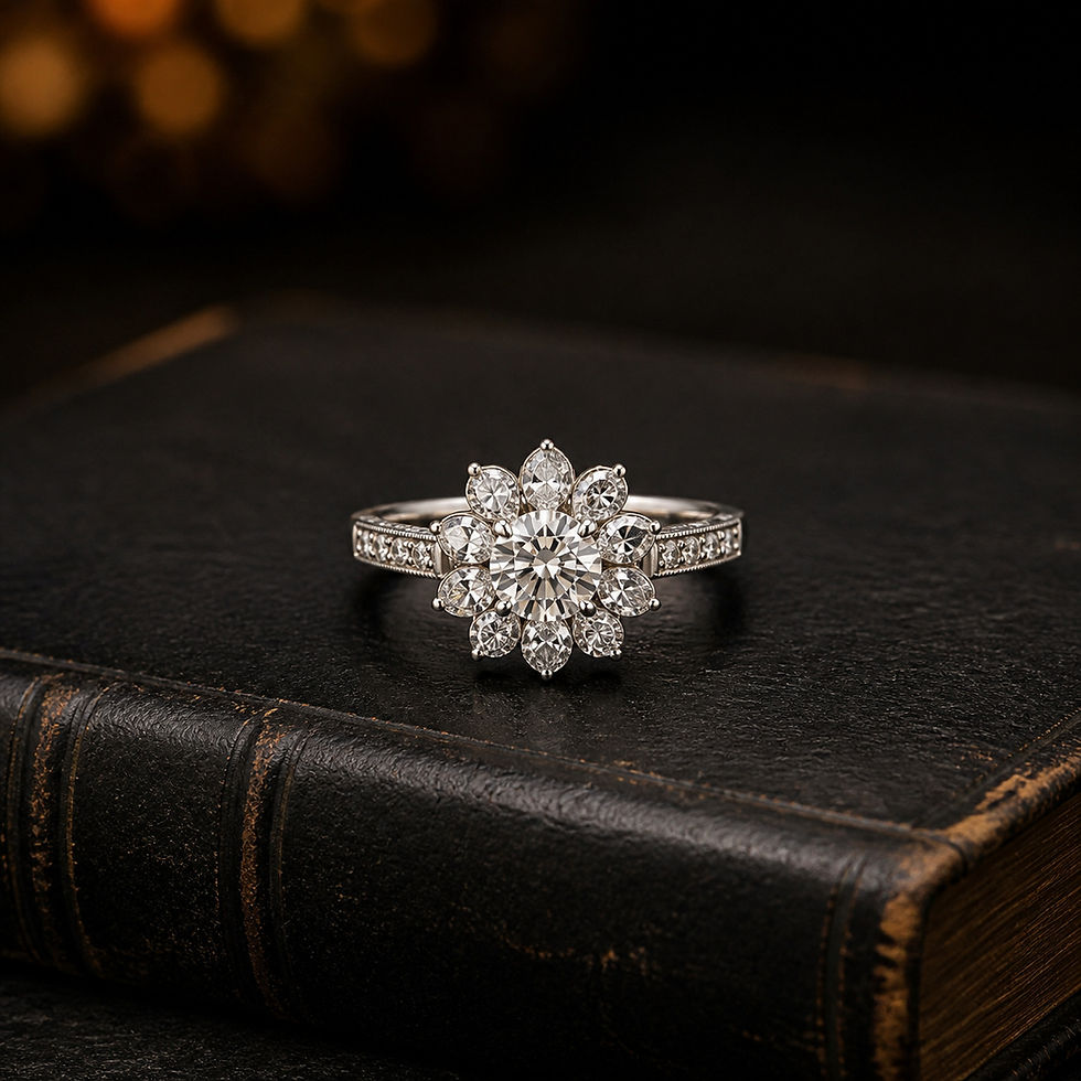 Floral Cluster Zircon Sterling Silver Ring
