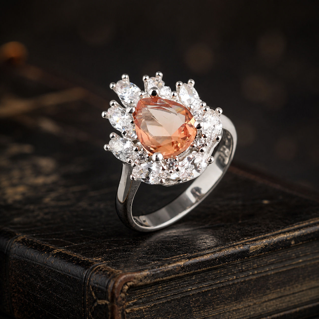 Women's Pear Zultanite Halo Sterling Silver Ring