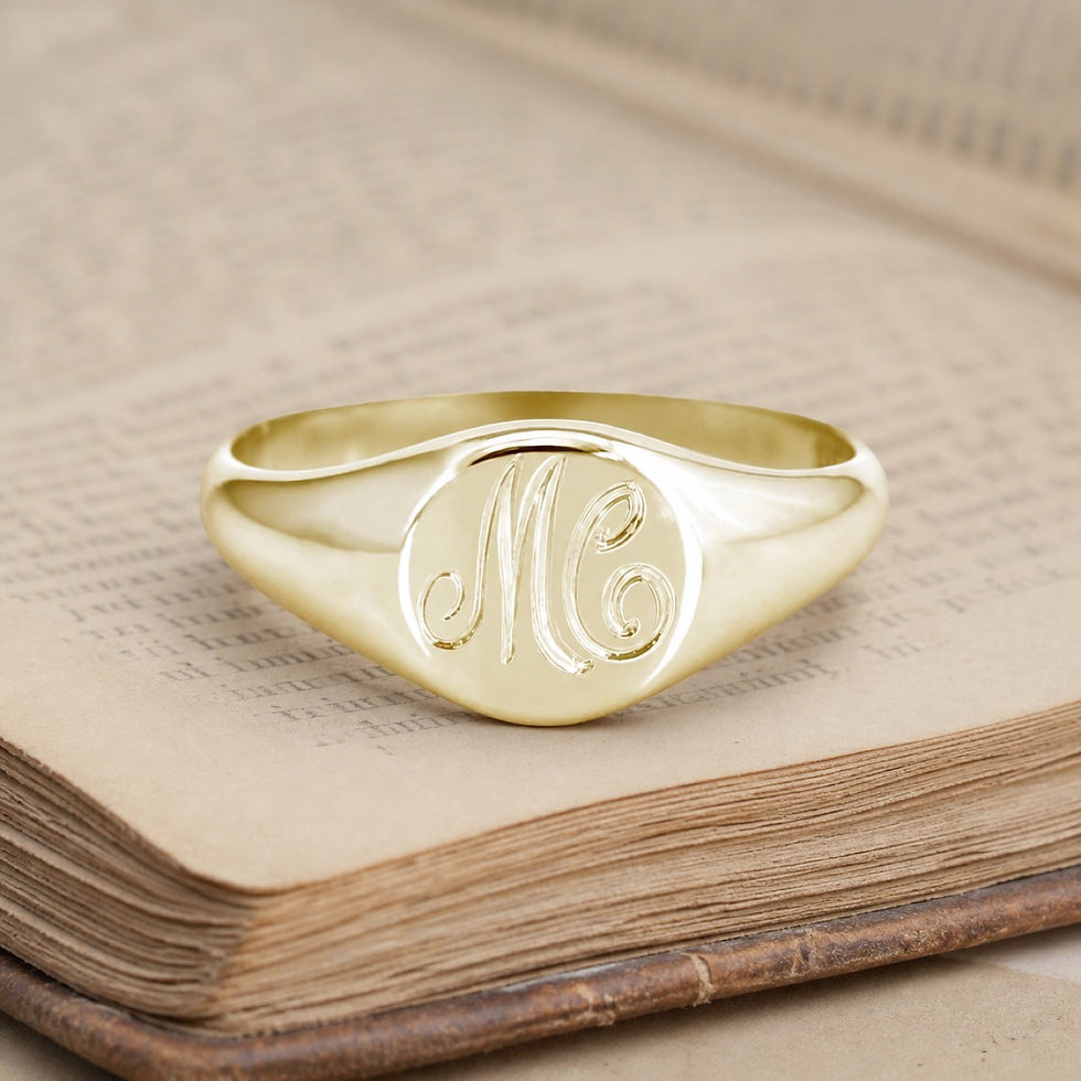 8mm hand engraved initial signet ring with letter M