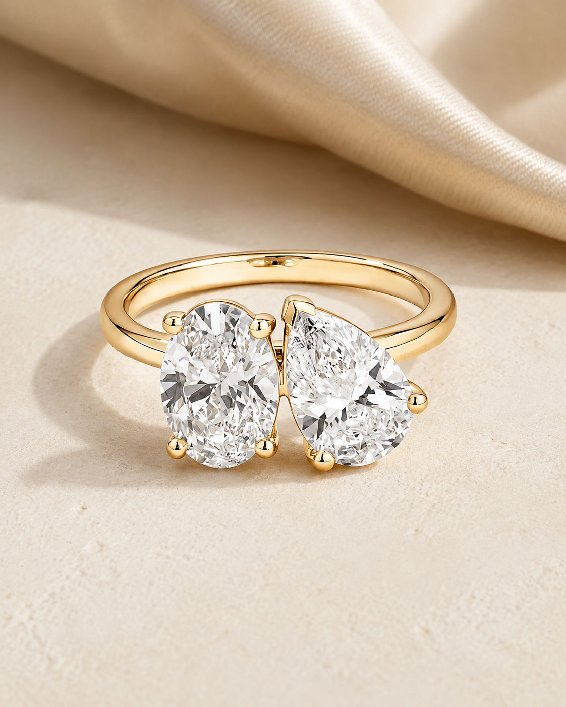Ilaria oval and pear two stone lab diamond engagement ring