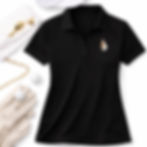 Flat display of Golf Girl Glam's Signature Insignia Performance Polo in black.