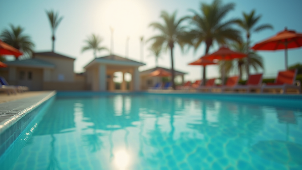Close-up view of a family-friendly hotel pool area