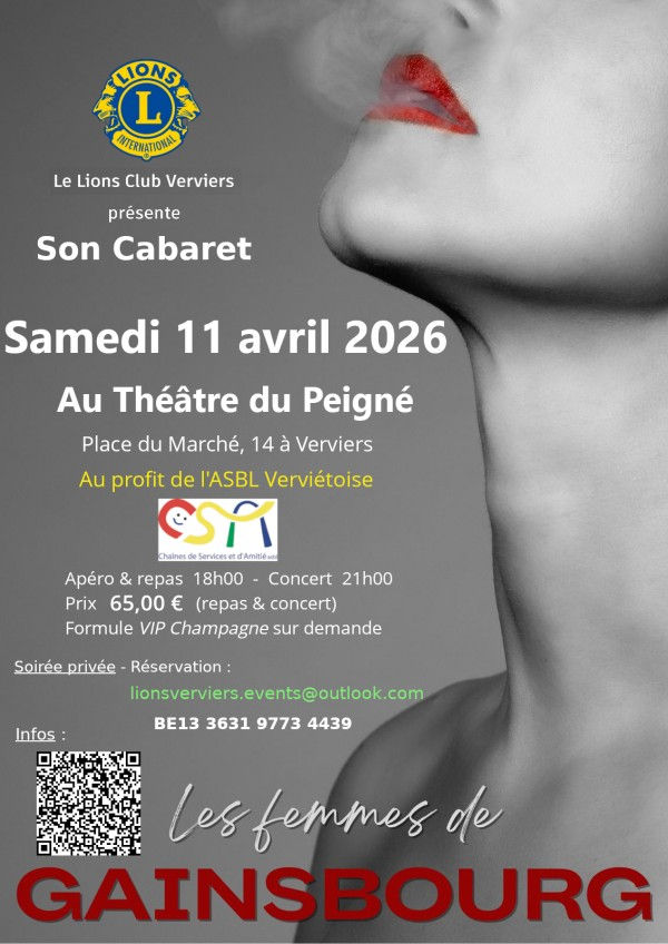 Sa 11 avril 2026 - Cabaret - "Les Femmes de Gainsbourg"