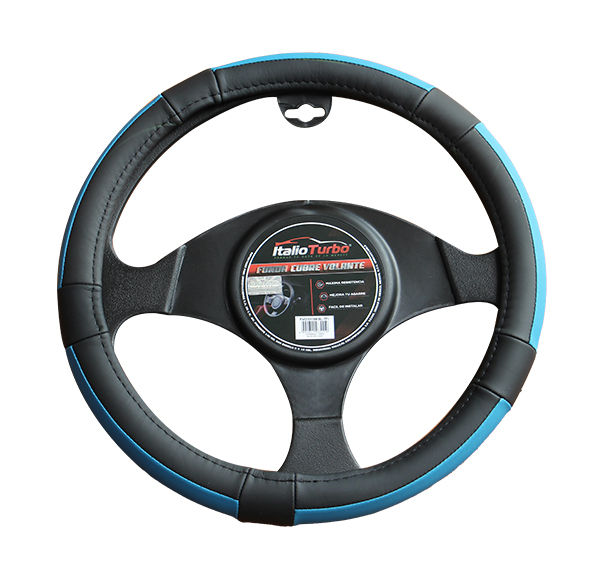 FUNDA DE VOLANTE M 38cm PIEL GENUINA AZUL