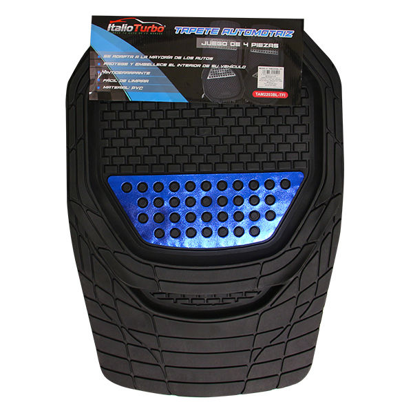 TAPETE CROMO DE CHAROLA AZUL 4 PZAS