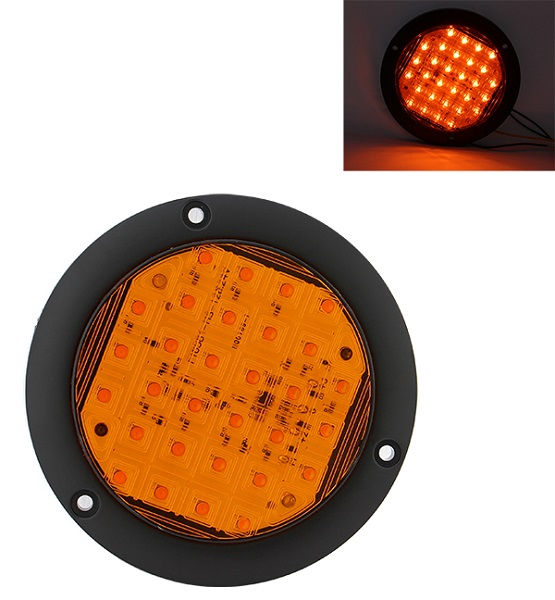 PLAFON REDONDO 4" ABS 30 LED AMBAR CON FUNCIONES 12-24V
