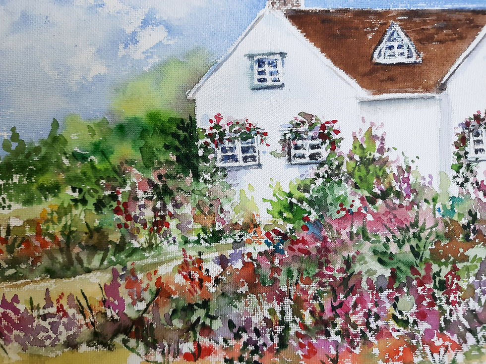 Miniature : closeup of English Countryside Cottage