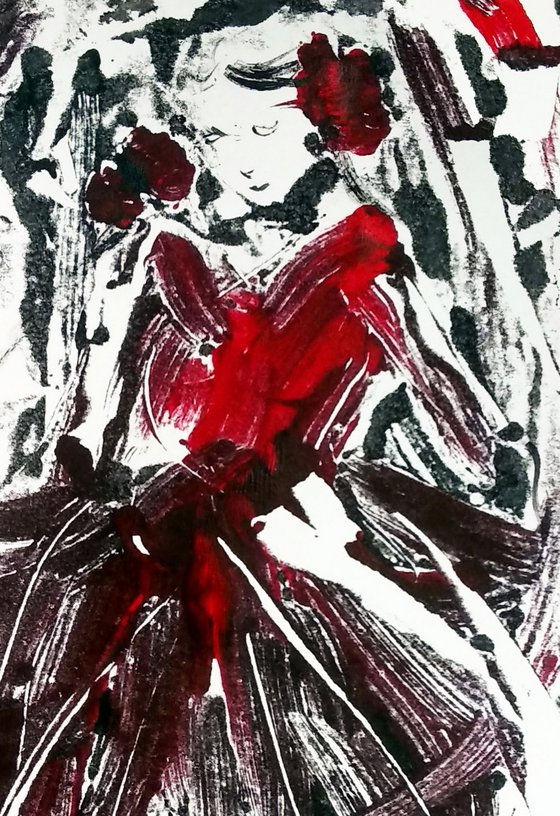 Miniatura: Woman in red closeup