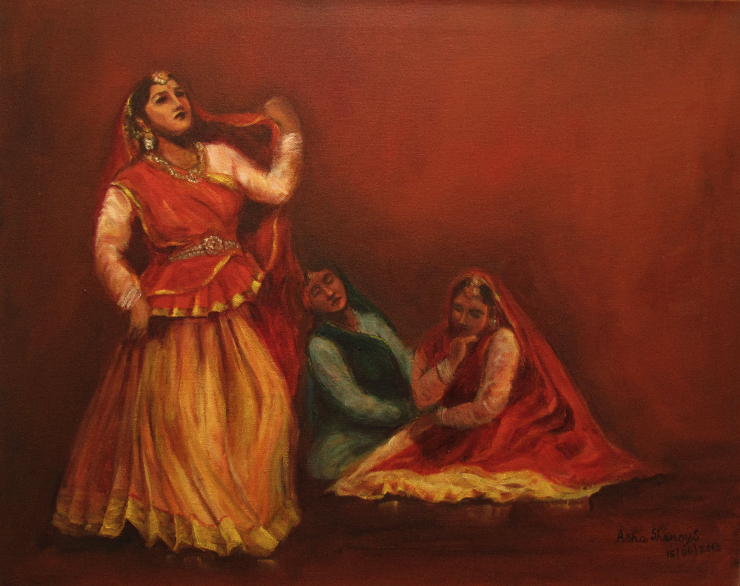 Indian Kathak dancers full frontal