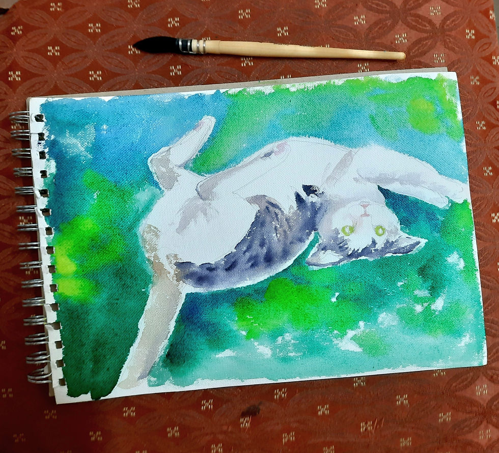 Miniatura: work in progress Cute cat rolling on its back