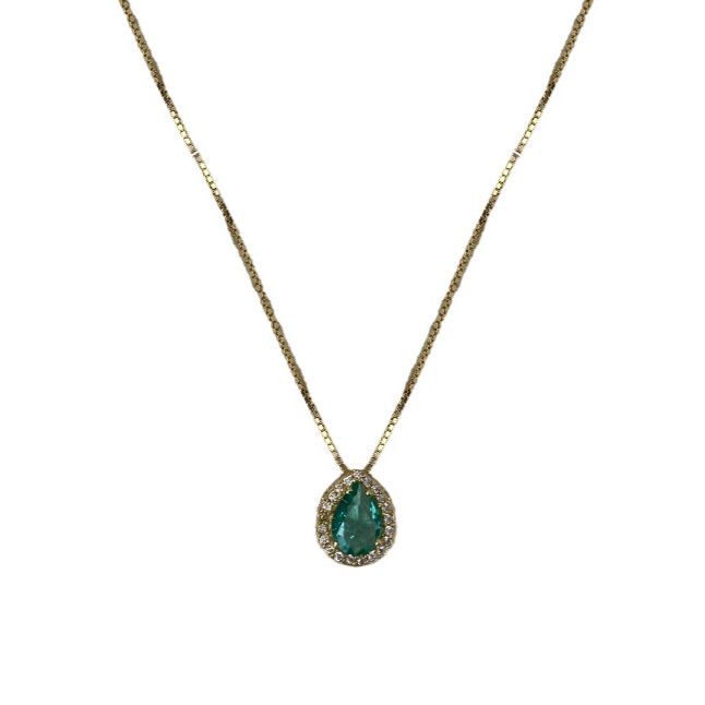 Colar Capri Gota Prata com Ouro 18k Zircônia Verde Água
