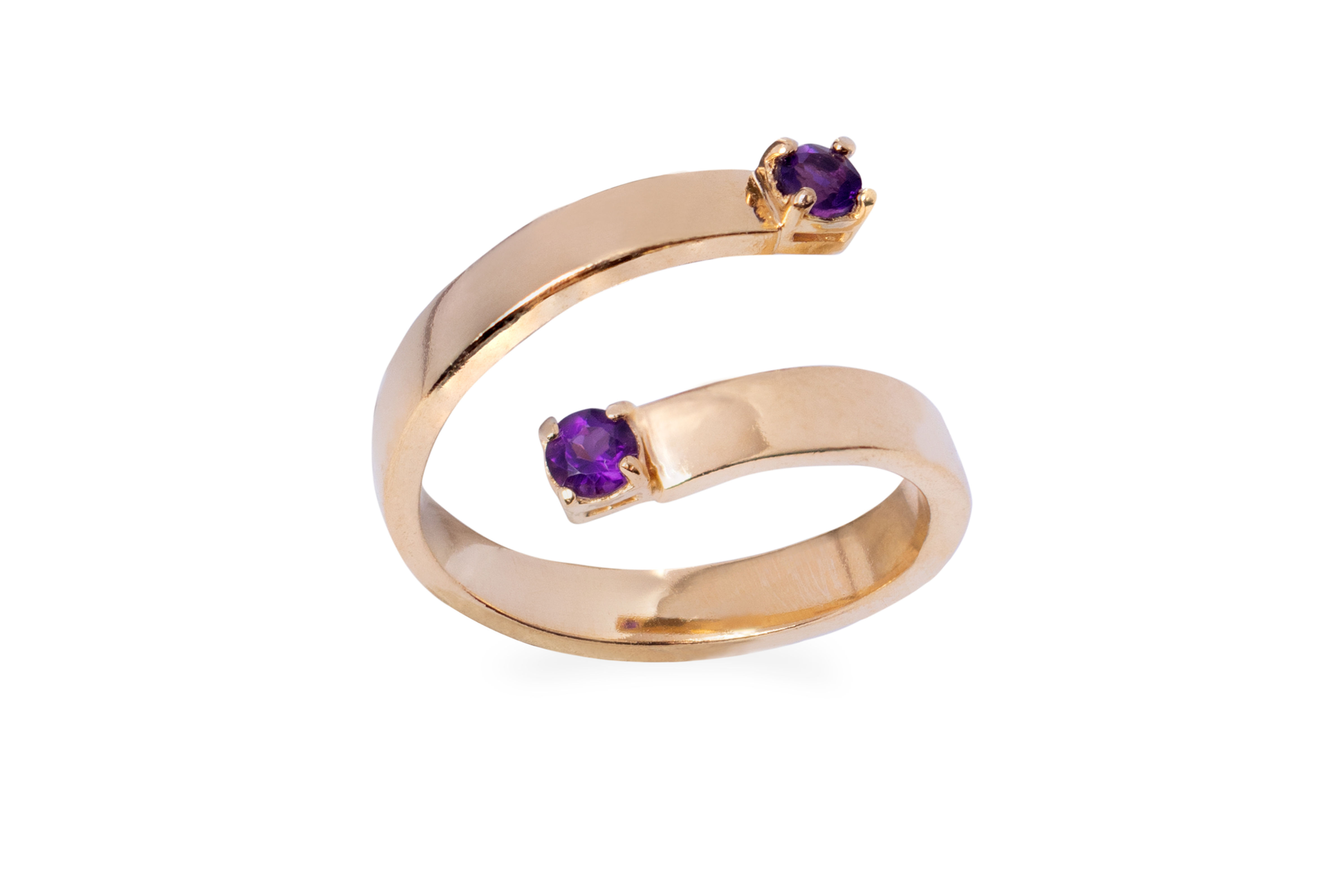 Anel Prata com Ouro 18k Ametista