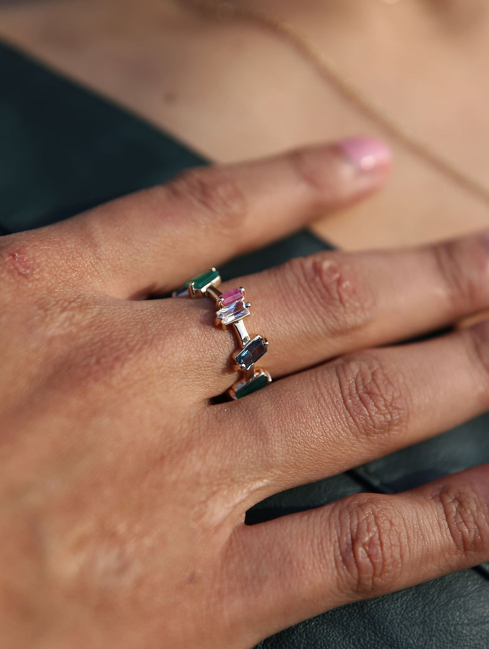 Miniatura: Anel Fireworks Prata com Ouro 18k Pedras Naturais