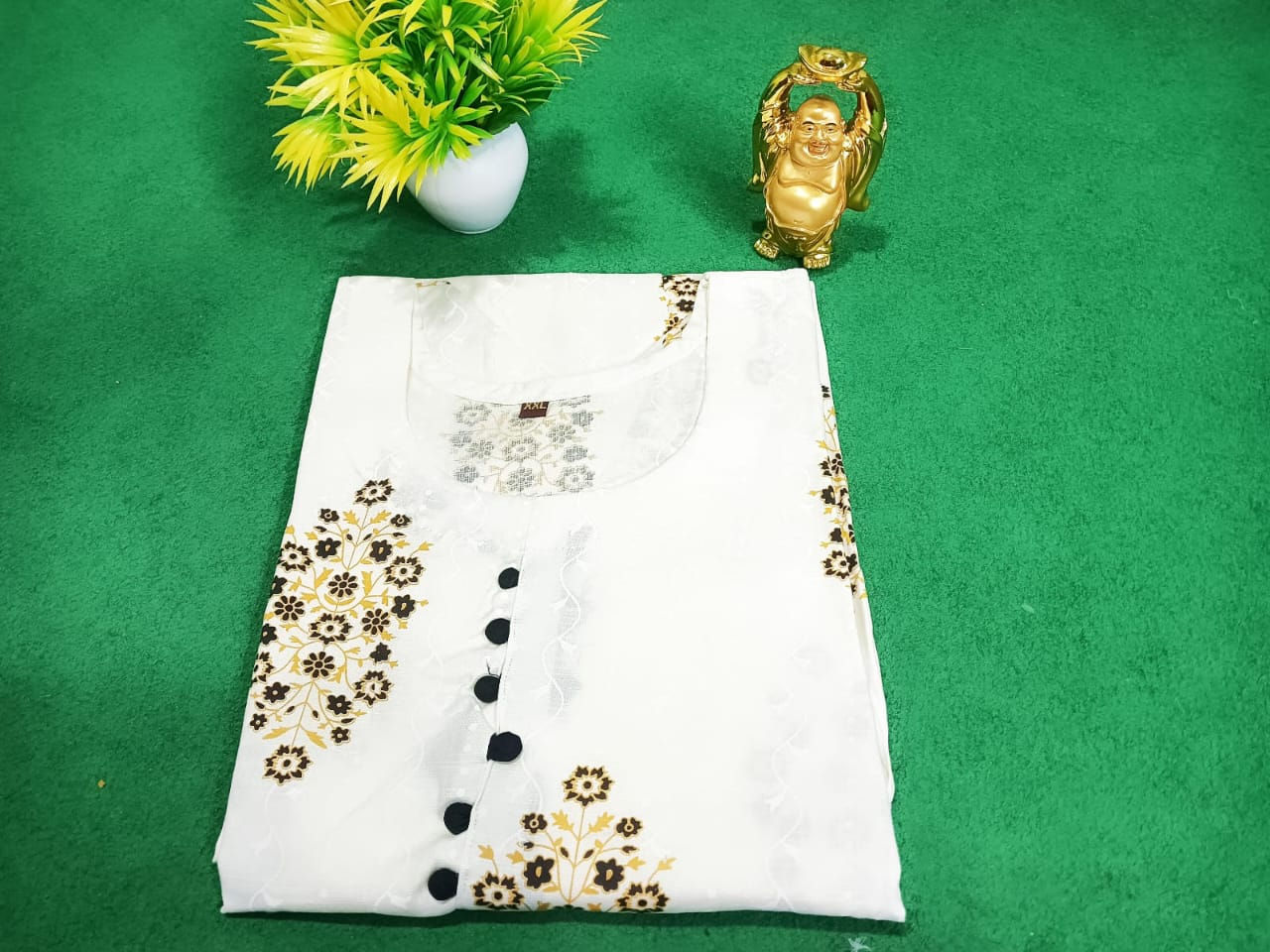 Half white and black flower printed tops