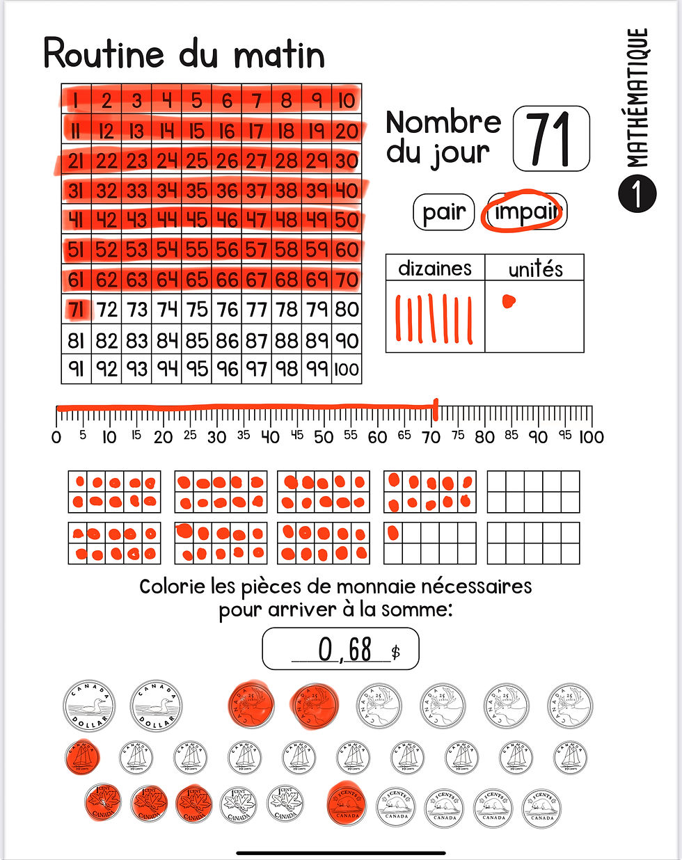 Miniature : Routine du matin: français et mathématique