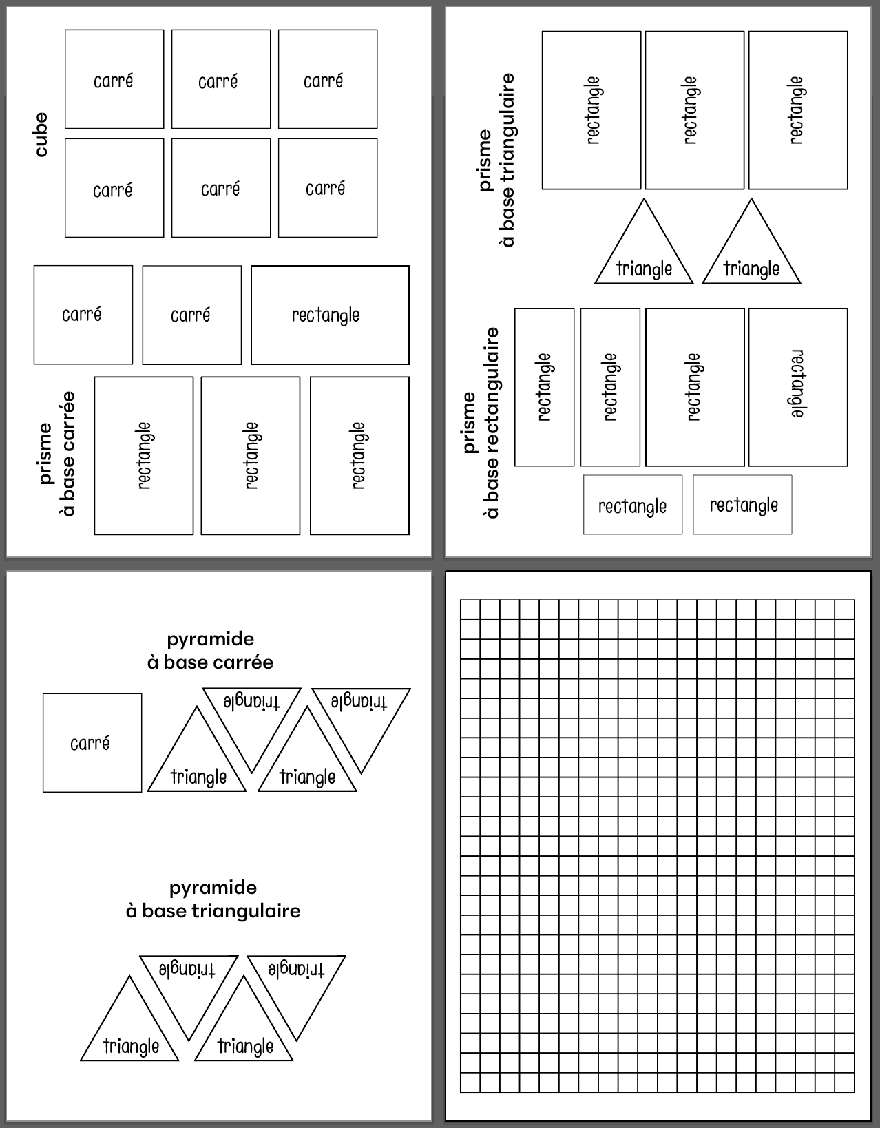 Figures pour fabrication de solides