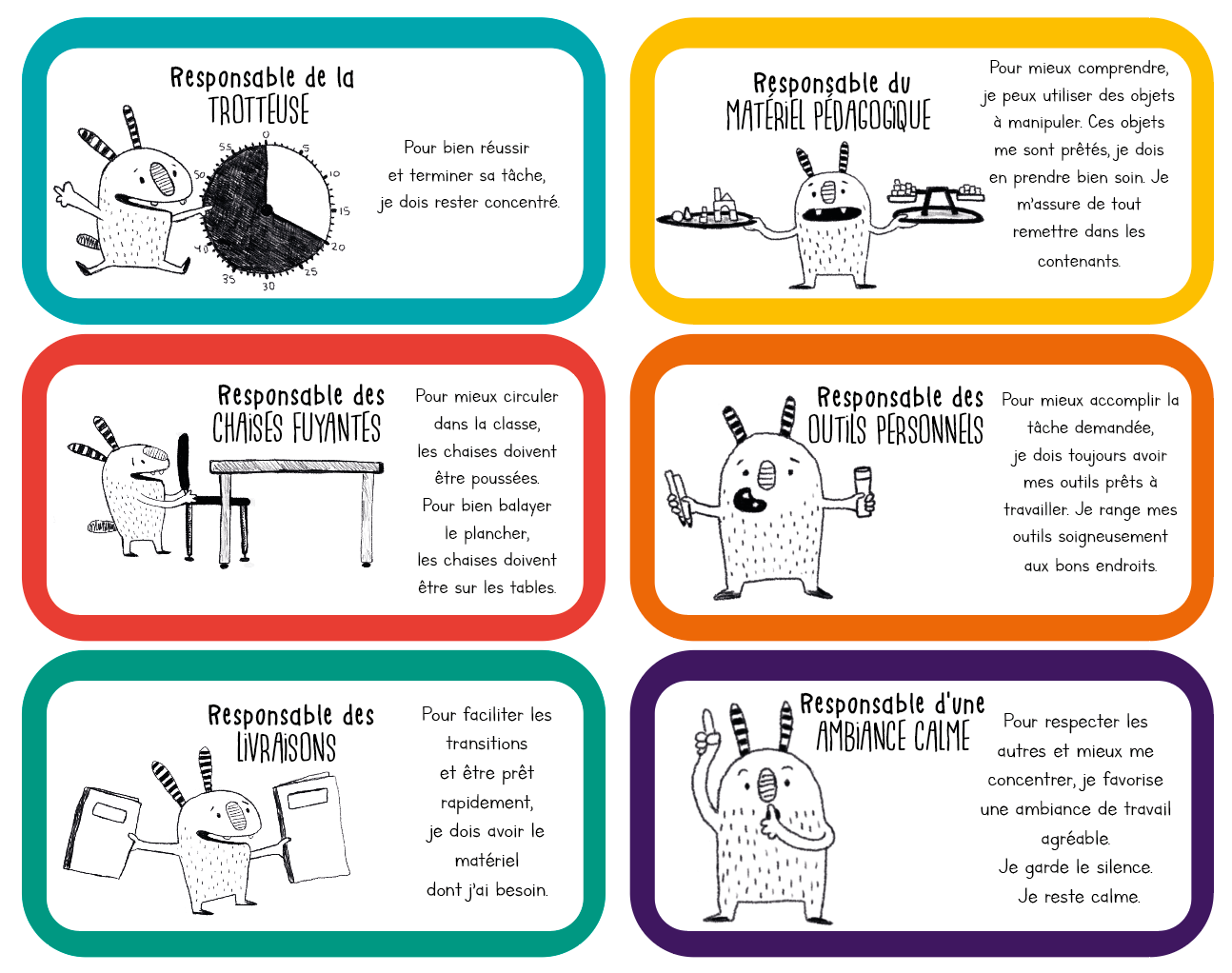 Cartes des responsabilités en classe