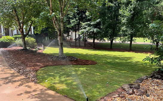 McBrayer Landscapes installed new Emerald Zoysia sod, drainage, and irrigation at this home in Cumming, Ga.