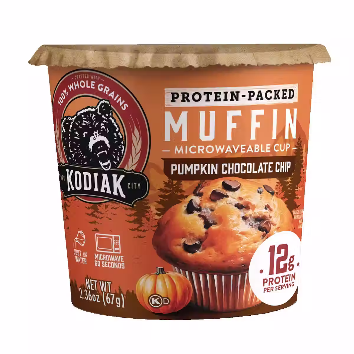 Kodiak Cakes Protein-Packed Fall Harvest Pumpkin Dark Chocolate Muffin Power Cup