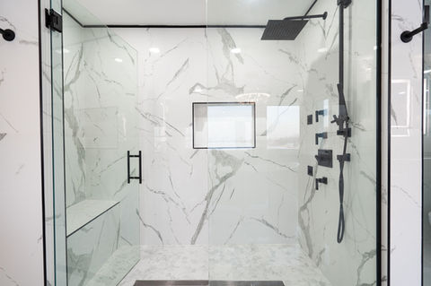 walk in shower remodeling with wall stone 