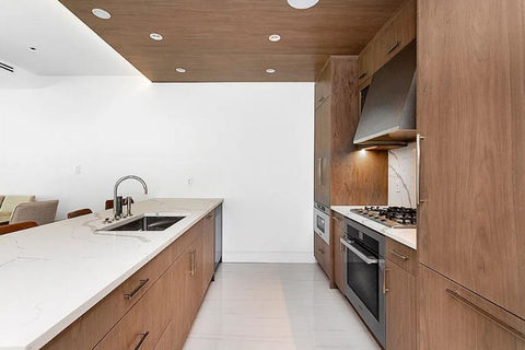 contemporary kitchen and peninsula