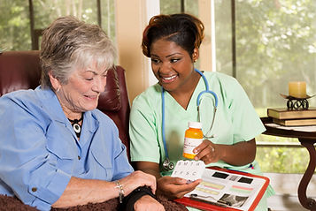 Caregiver helping senior