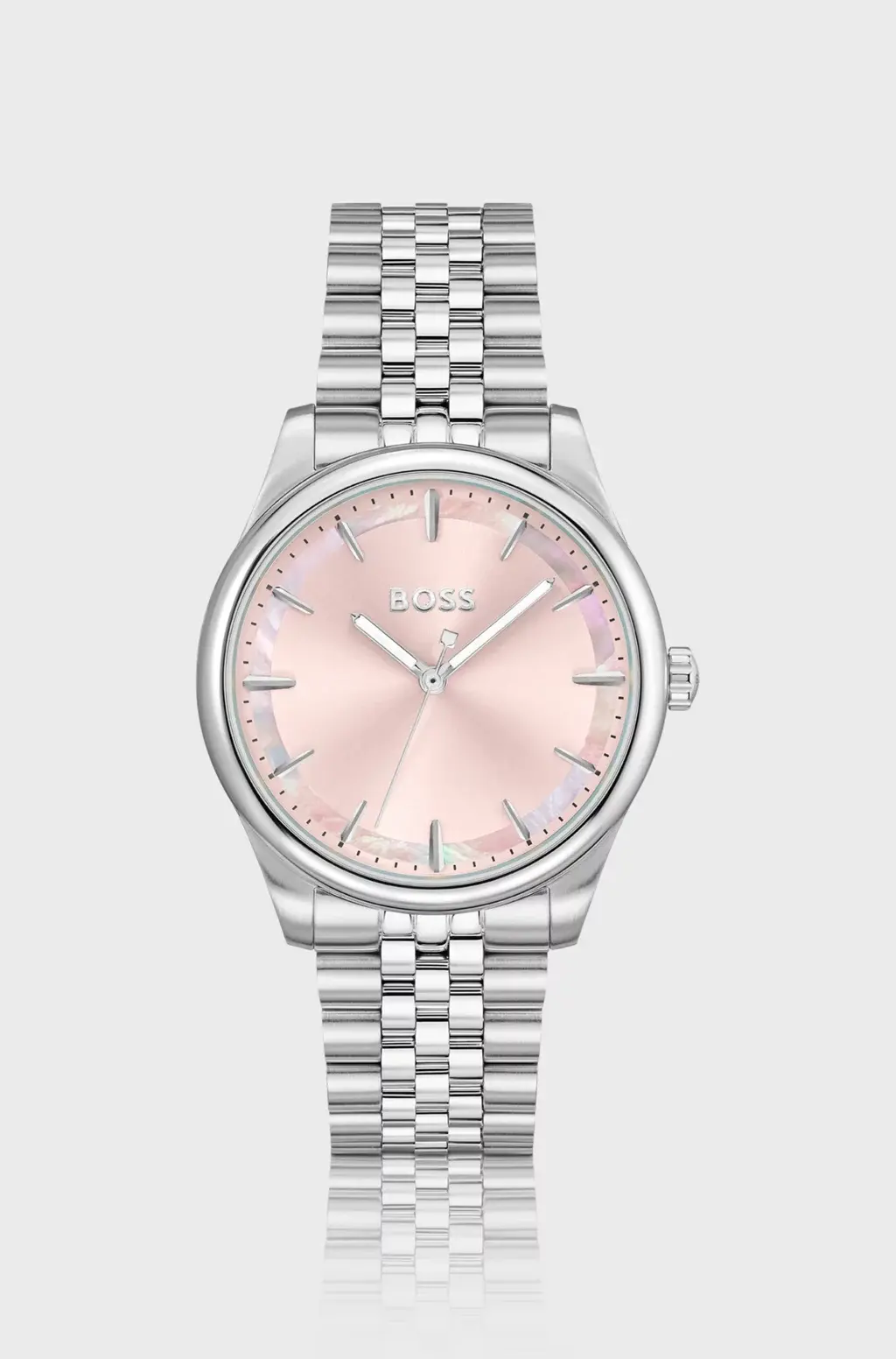 HUGO BOSS DOMED-LINK BRACELET WATCH WITH MOTHER-OF-PEARL INLAY