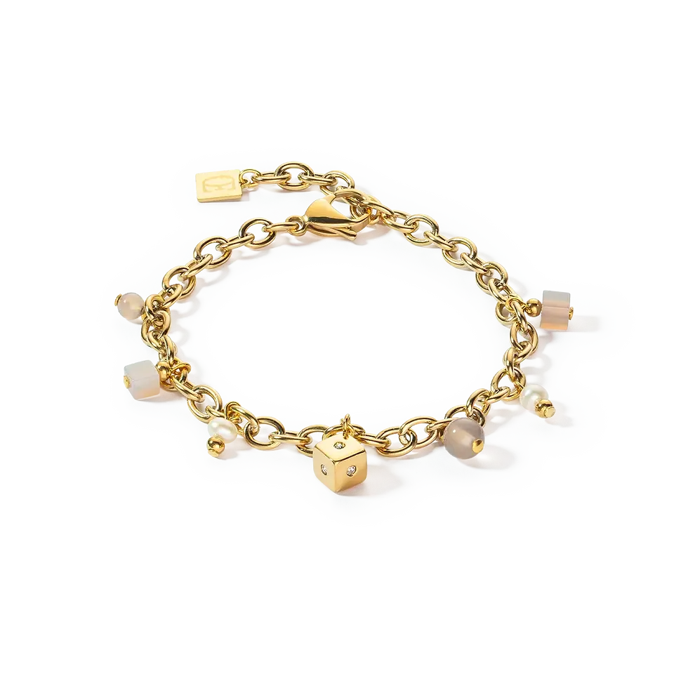 Boho bracelet freshwater pearls gold & white