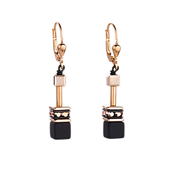 Black and Rose Gold Geo Cube Earrings