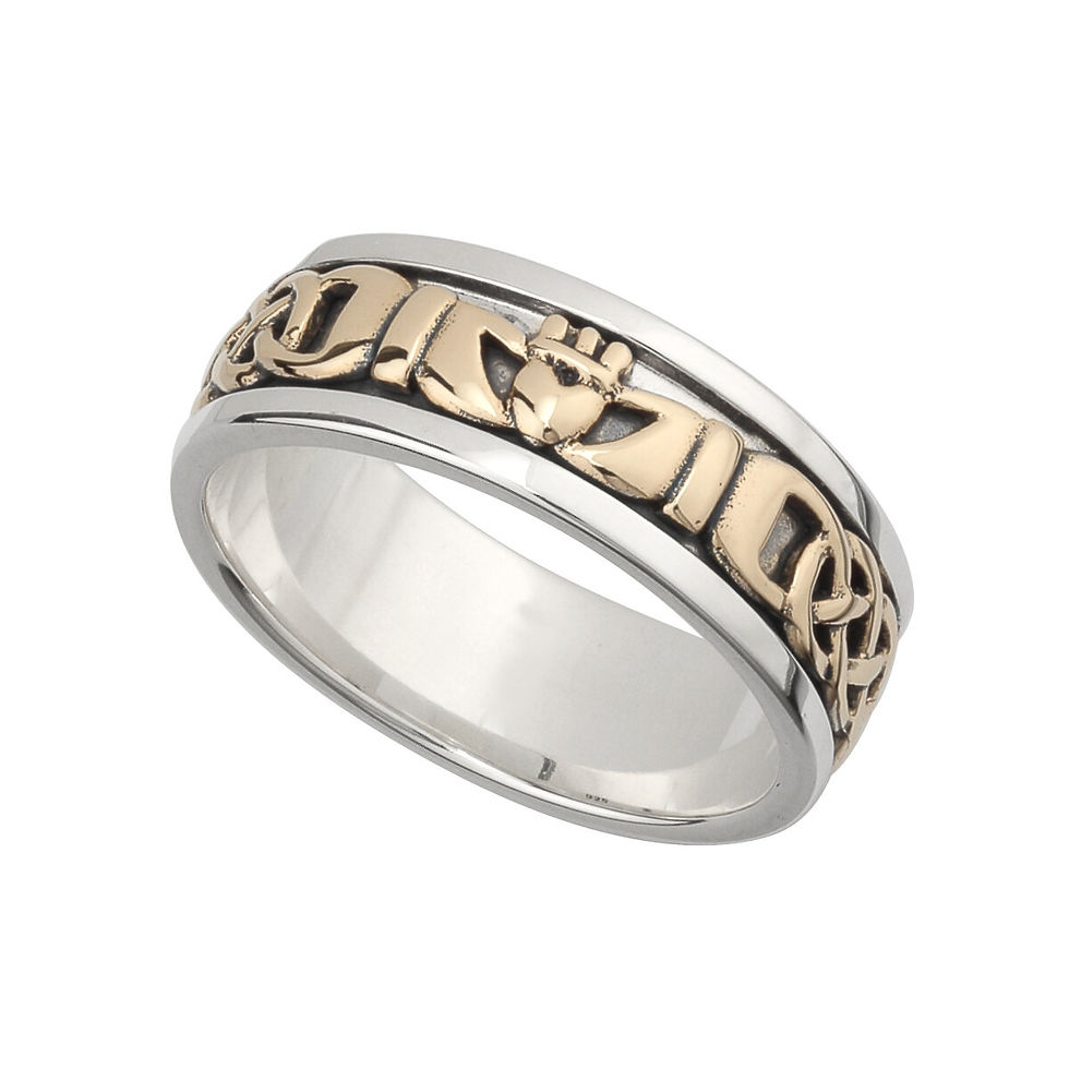 Gents 10ct Gold & Silver Claddagh Band