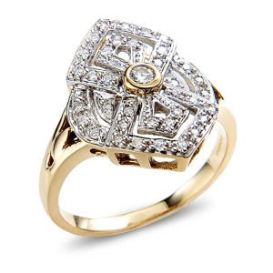 9ct Yellow Gold 0.23ct Vintage Style Diamond Ring