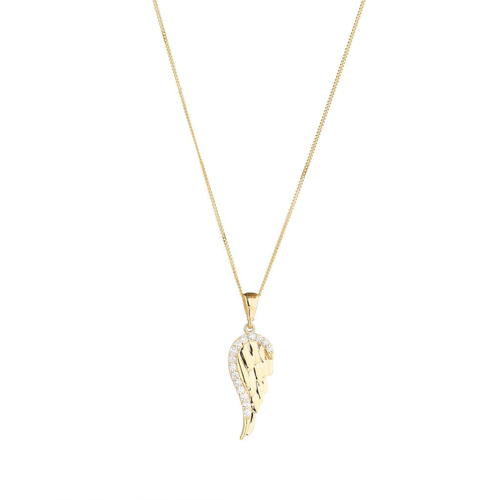 9ct Yellow Gold Cubic Zirconia Angel Wing Pendant