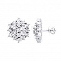 9ct White Gold Diamond Cluster Stud Earrings
