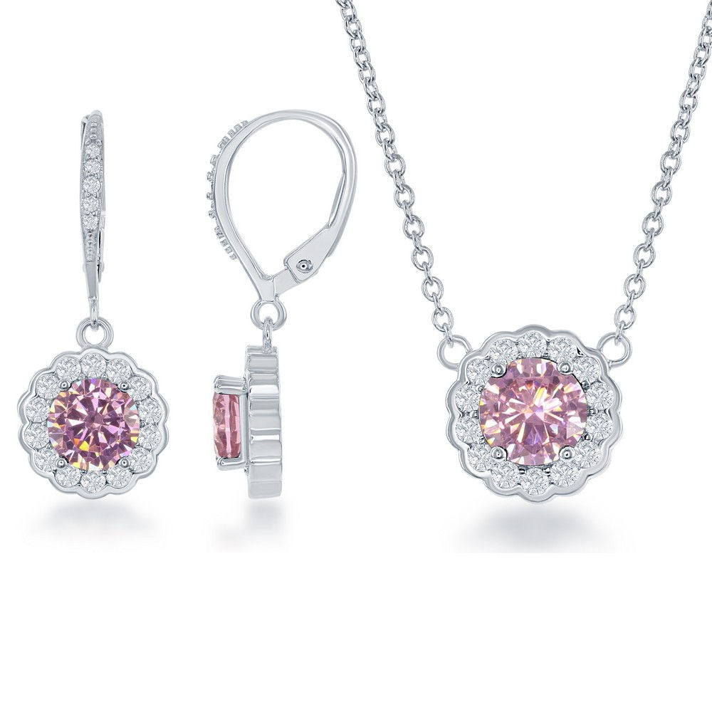 Pink Sapphire Set with Lever Back Earrings