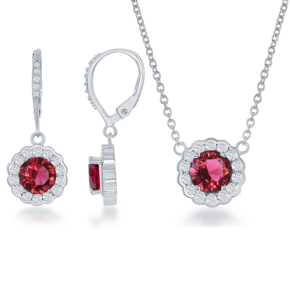 Ruby Set with Lever Back Earrings