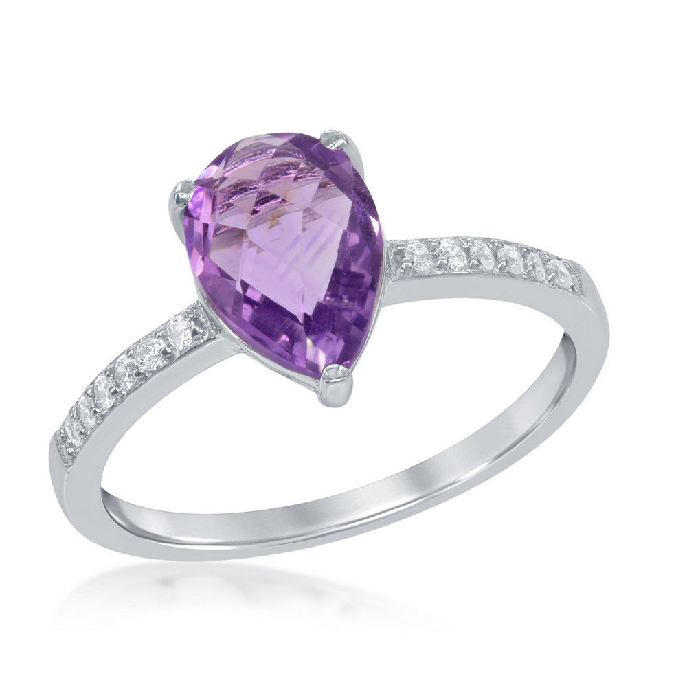 Amethsyt Ring, Pear Cut