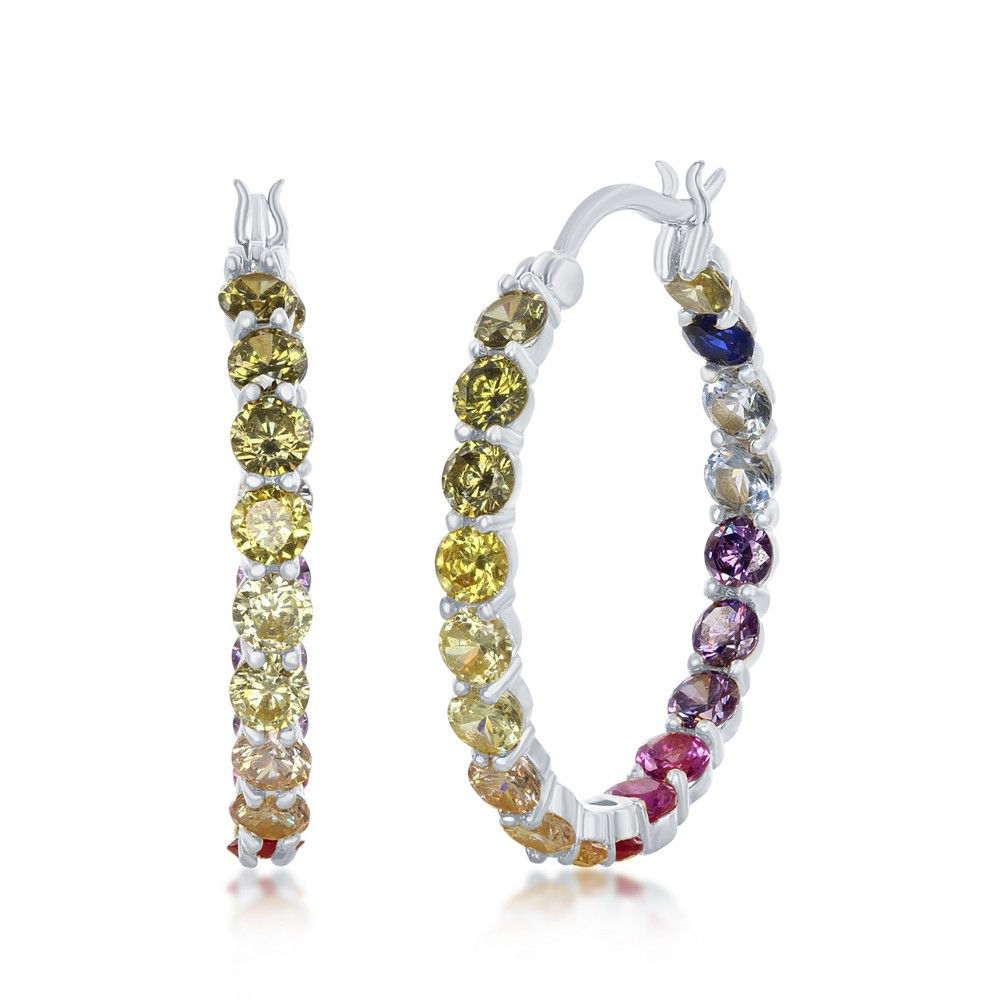 Rainbow Hoop Earrings Yellow or White