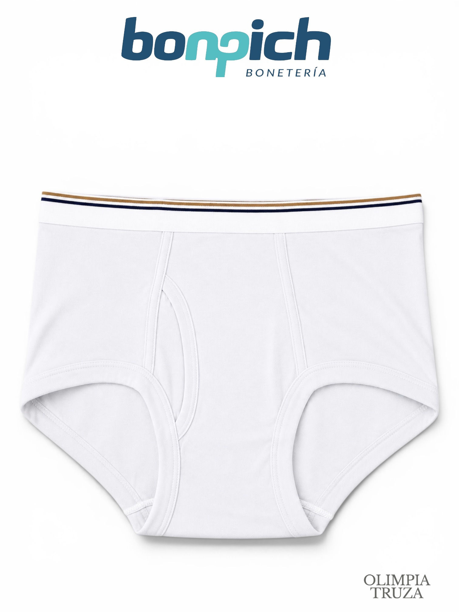 OLIMPIA Trusa Blanca lisa Con Resorte Y  Bragueta
