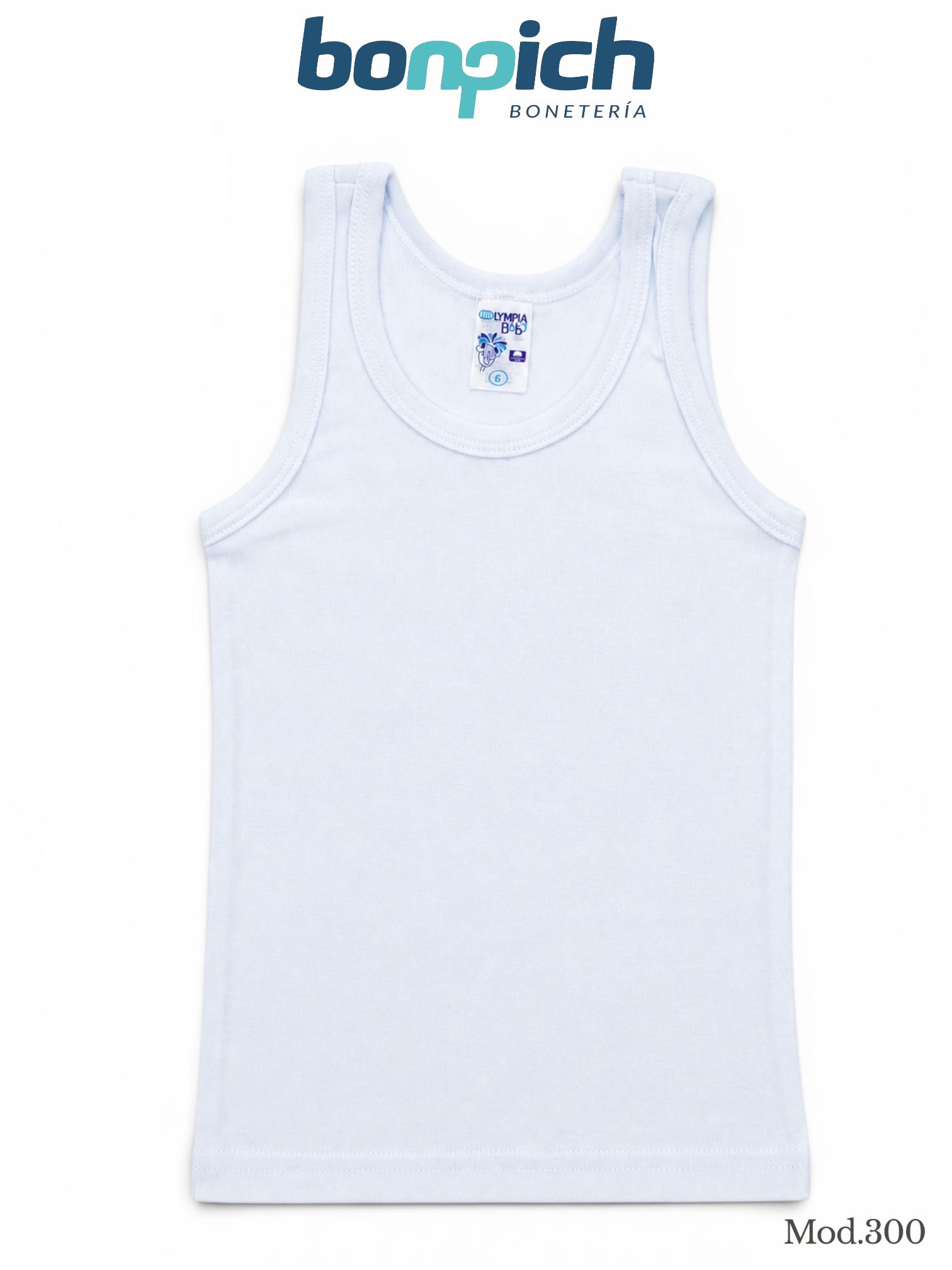 OLIMPIA Camiseta Niño Blanca Lisa Modelo: 300