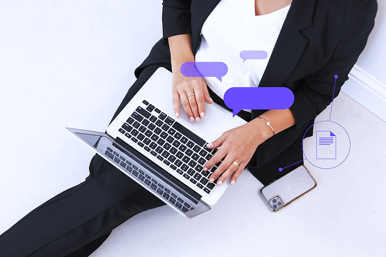 alt="female seding an email from her laptop"