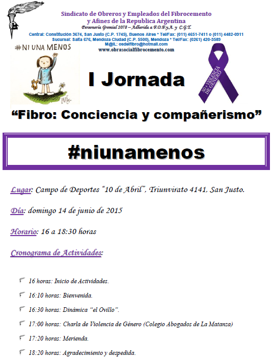 Programa de la Jornada #niunamenos