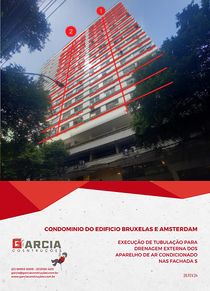 Sistema de dreno para aparelhos de ar condicionado emm facahada predial Garcia Construções