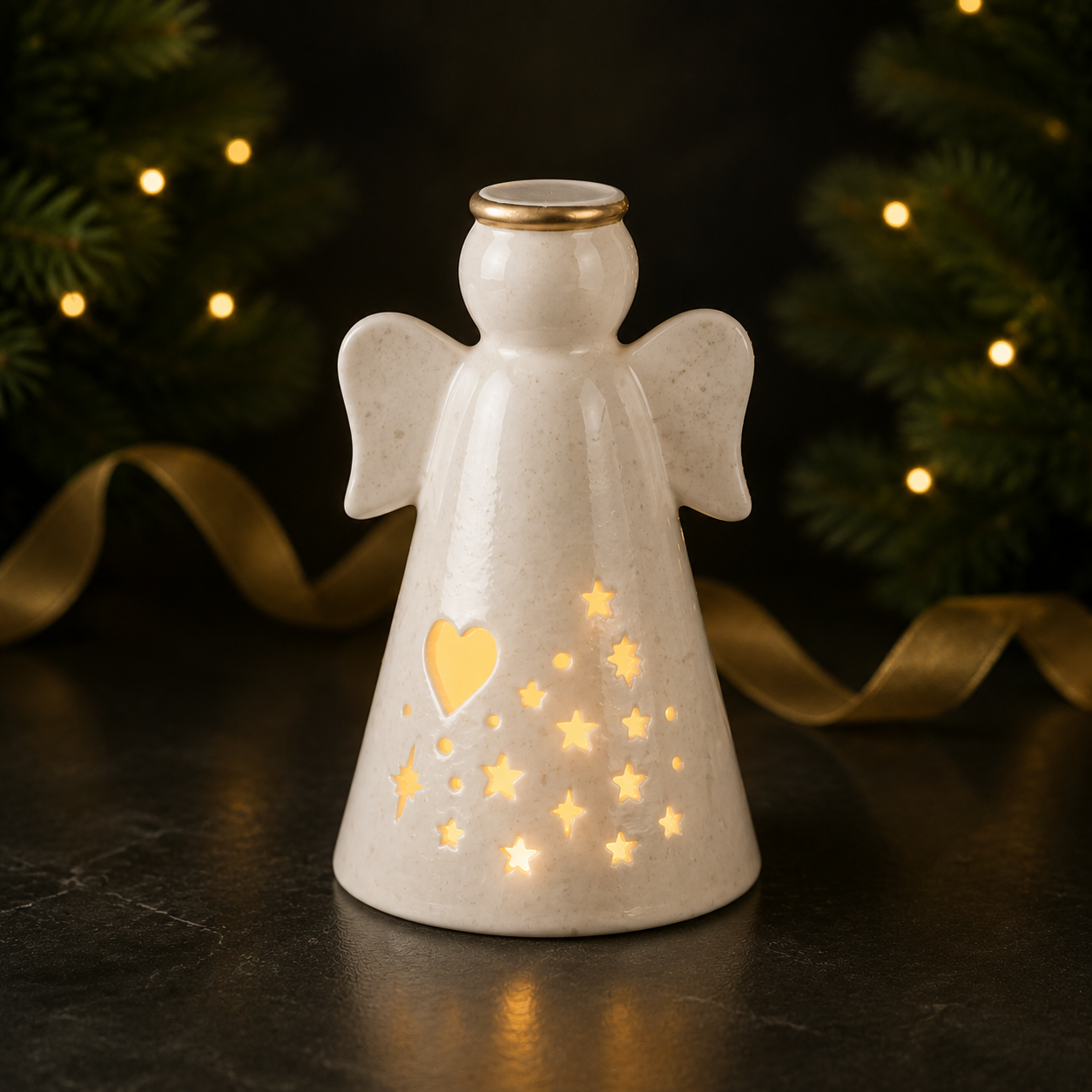 Small Light Up Ceramic Angel