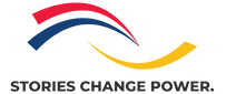 Stories Change Power's red, blue, and yellow logo, which is inspired the Two Loops Model