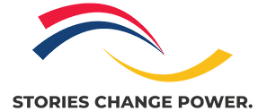 Stories Change Power's red, blue, and yellow logo, which is inspired the Two Loops Model