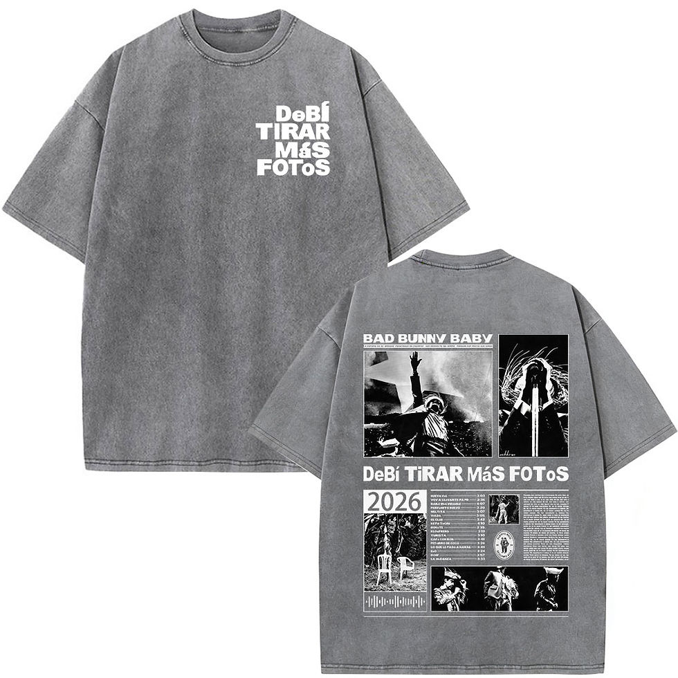 Thumbnail: Rapper Bad Bunny Vintage Washed T Shirts Debi Tirar Mas Fotos DTMF T-shirts Men'
