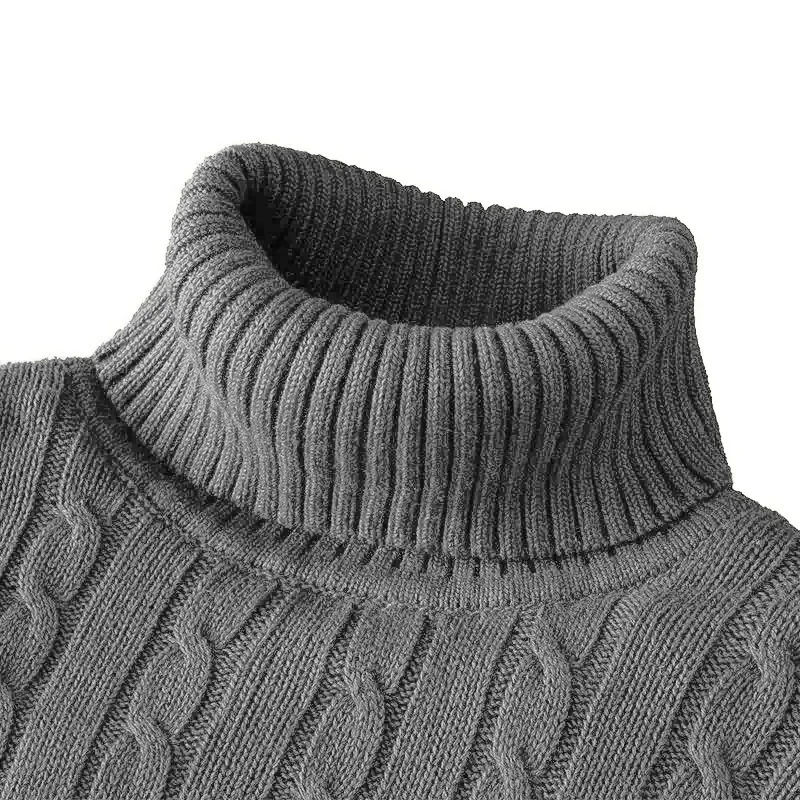 Thumbnail: Outdoor Men's Long Sleeve Knitted Sweaters Slim Fit Turtleneck Sweater Casual Pu